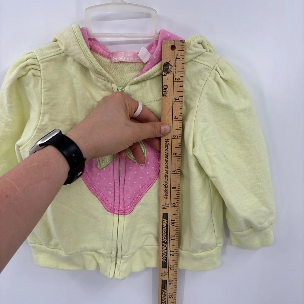 Kids Headquarters Strawberry Hoodie Kids 3T Yellow Pink Zip Up Fruit Cottagecore